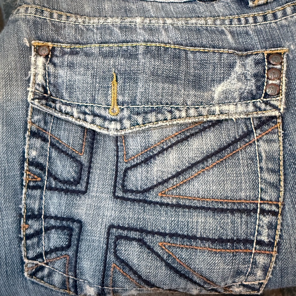 Stylish Blue Denim Jeans with Union Jack Design